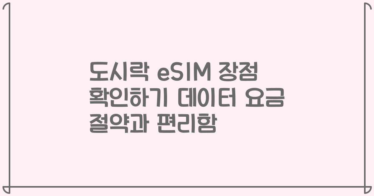 도시락 eSIM 장점 확인하기 데이터 요금 절약과 편리함